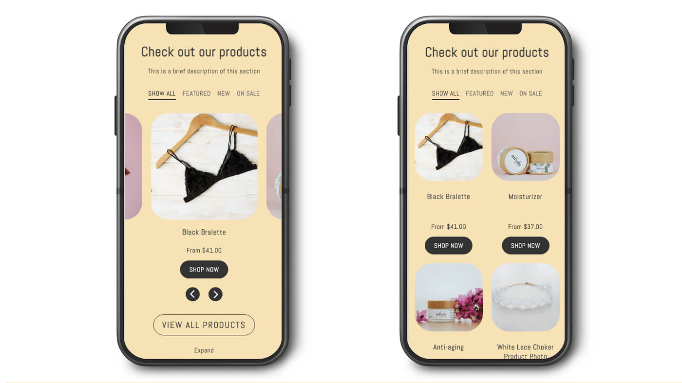 Product Collections with Menu section template for your Shopify store ...