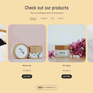 Example of Product Collections With Menu Shopify section *hide