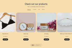Example of Product Collections With Menu Shopify section *hide